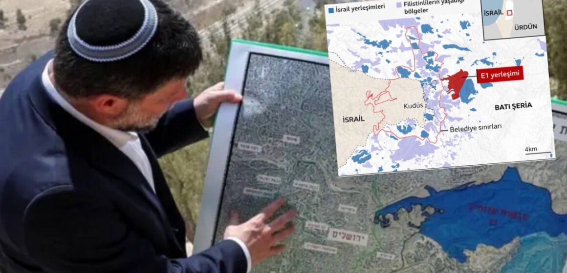 Ortak açıklamada E1 planının coğrafi bütünlüğü zedelediği vurgulandı. Batı Şeria'da Doğu Kudüs çevresinde yerleşim alanlarını gösteren hava fotoğrafı