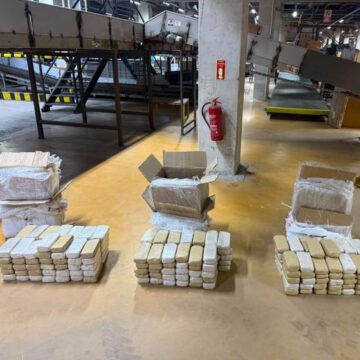 Kahramankazan'da kargo merkezinde ele geçirilen 109 kilo 300 gram eroin paketlerinin görüntüsü