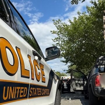 Washington DC'de Kongre Tepesi yakınında park halindeki kamyonetin kasasında ahşap giyotin düzeneği
