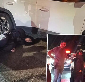 Osmangazi'de polise direnen sürücü güçlükle gözaltına alındı Bursa'da ters yönde ilerleyen sürücüyü durdurmaya çalışan polis ekipleri